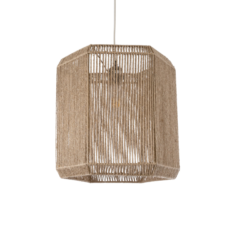 GLOBOSTAR® CAYMAN 00519 Boho Κρεμαστό Φωτιστικό Οροφής με Ντουί 1 x E27 AC 220-240V IP20 - Μπεζ - Μ40 x Π40 x Υ40cm