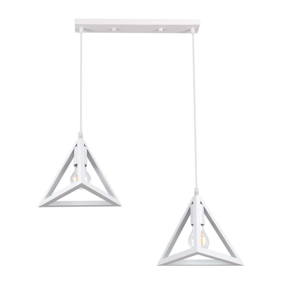 GLOBOSTAR® TRIANGLE 00612 Μοντέρνο Κρεμαστό Φωτιστικό Οροφής με Ντουί 2 x E27 AC 220-240V IP20 - Λευκό - Μ60 x Π22 x Y130cm