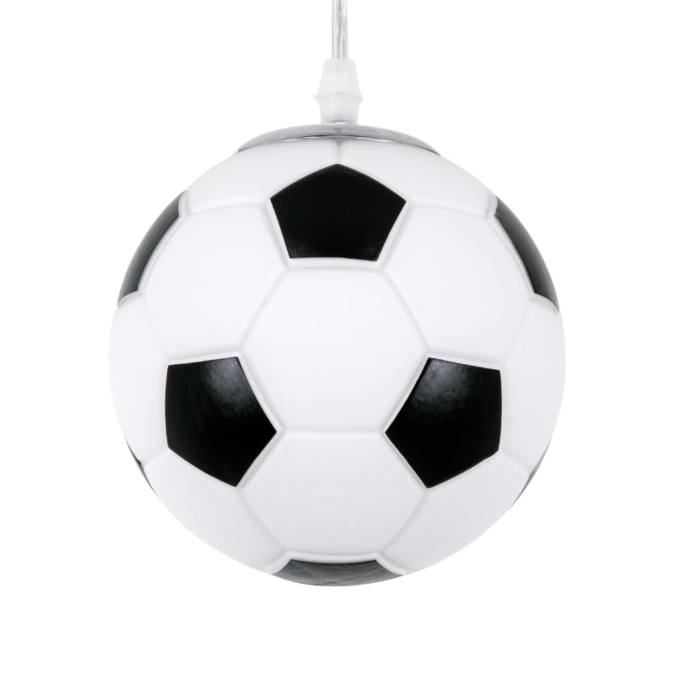 GLOBOSTAR® FOOTBALL 00643 Παιδικό Κρεμαστό Φωτιστικό Οροφής με Ντουί 1 x E27 AC 220-240V IP20 - Λευκό & Μαύρο - Μ15 x Π15 x Y18cm