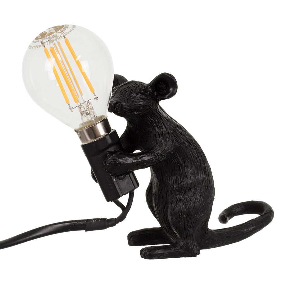 GLOBOSTAR® MOUSE 00678 Vintage Επιτραπέζιο Φωτιστικό Πορτατίφ με Ντουί 1 x E12 AC 220-240V IP20 - Μαύρο - Μ12 x Π4 x Υ10cm