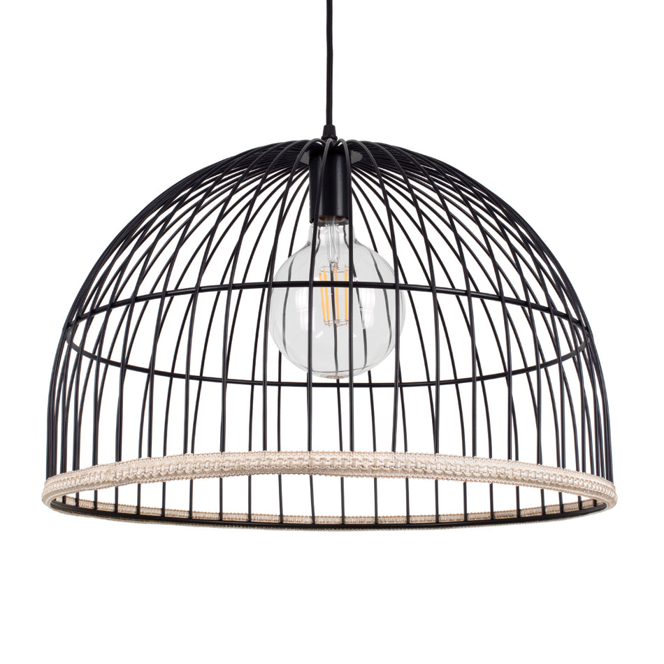 GLOBOSTAR® NEVIS 00681 Μοντέρνο Κρεμαστό Φωτιστικό Οροφής με Ντουί 1 x E27 AC 220-240V IP20 - Μαύρο & Μπεζ - Μ49 x Π49 x Υ34.5cm