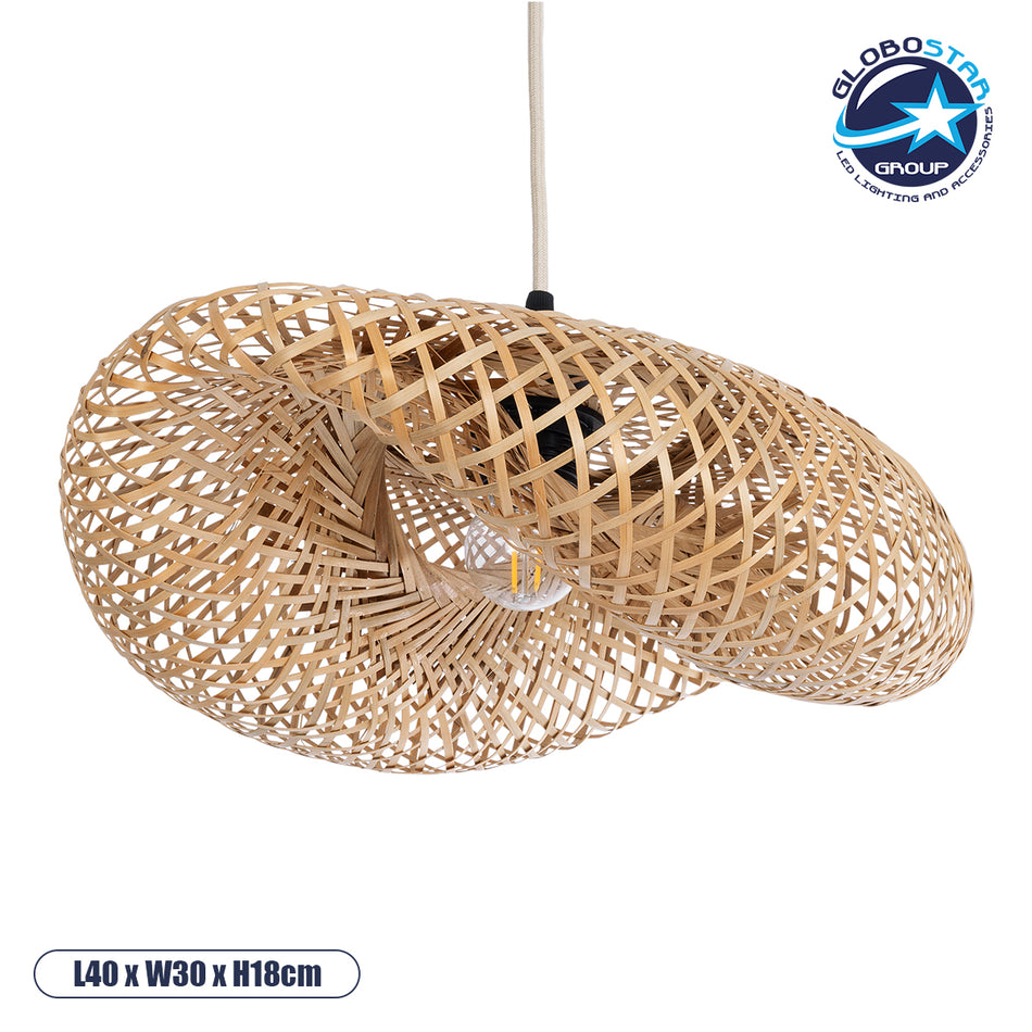 GLOBOSTAR® MEXICO 00718 Boho Κρεμαστό Φωτιστικό Οροφής με Ντουί 1 x E27 AC 220-240V IP20 - Μπεζ - Μ40 x Π30 x Υ18cm