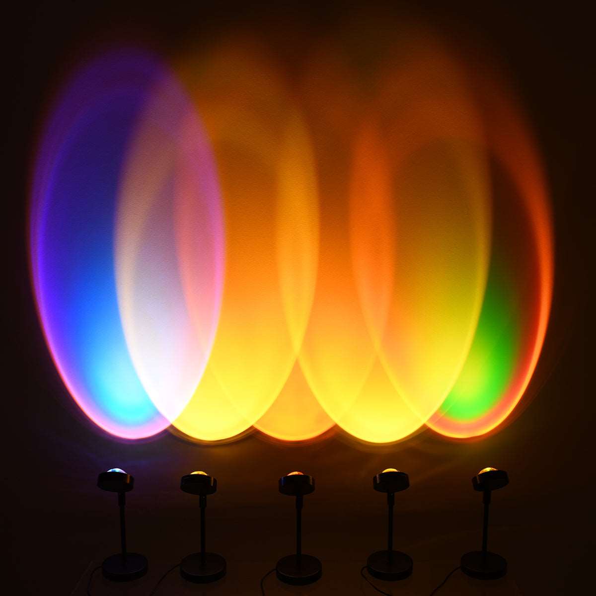 00818 Μοντέρνο Minimal Επιδαπέδιο Φωτιστικό Μεταλλικό Μονόφωτο LED 12W DC 5V με Projector LENS Ειδικού Εφέ & Καλώδιο Τροφοδοσίας USB Rotation Head 180° SUNSET