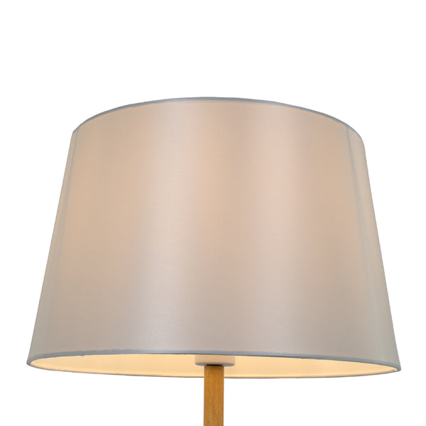 CEDAR 00828 Moderne Stehlampe, Einzellicht, 1 x E27, weiße Metallglocke mit weißem Stoff und Holzeffekt, D40 x H148 cm