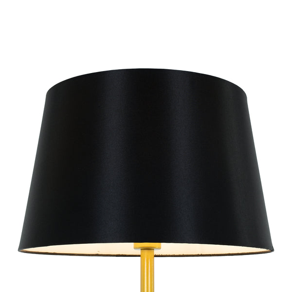 CEDAR 00829 Moderne Stehlampe, einflammig, 1 x E27, goldene Metallglocke mit schwarzem Stoff und schwarzem Sockel, D40 x H148 cm