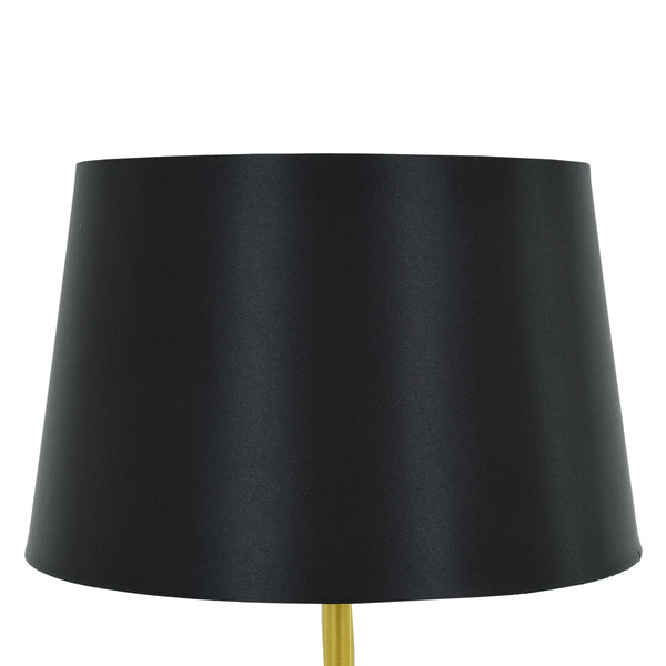 CEDAR 00829 Moderne Stehlampe, einflammig, 1 x E27, goldene Metallglocke mit schwarzem Stoff und schwarzem Sockel, D40 x H148 cm