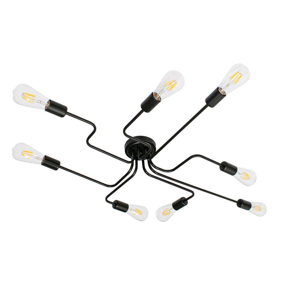 GLOBOSTAR® LIBERTA 00840 Μοντέρνο Φωτιστικό Οροφής με Ντουί 8 x E27 AC 220-240V IP20 - Μαύρο - Μ102 x Π72 x Υ10.5cm