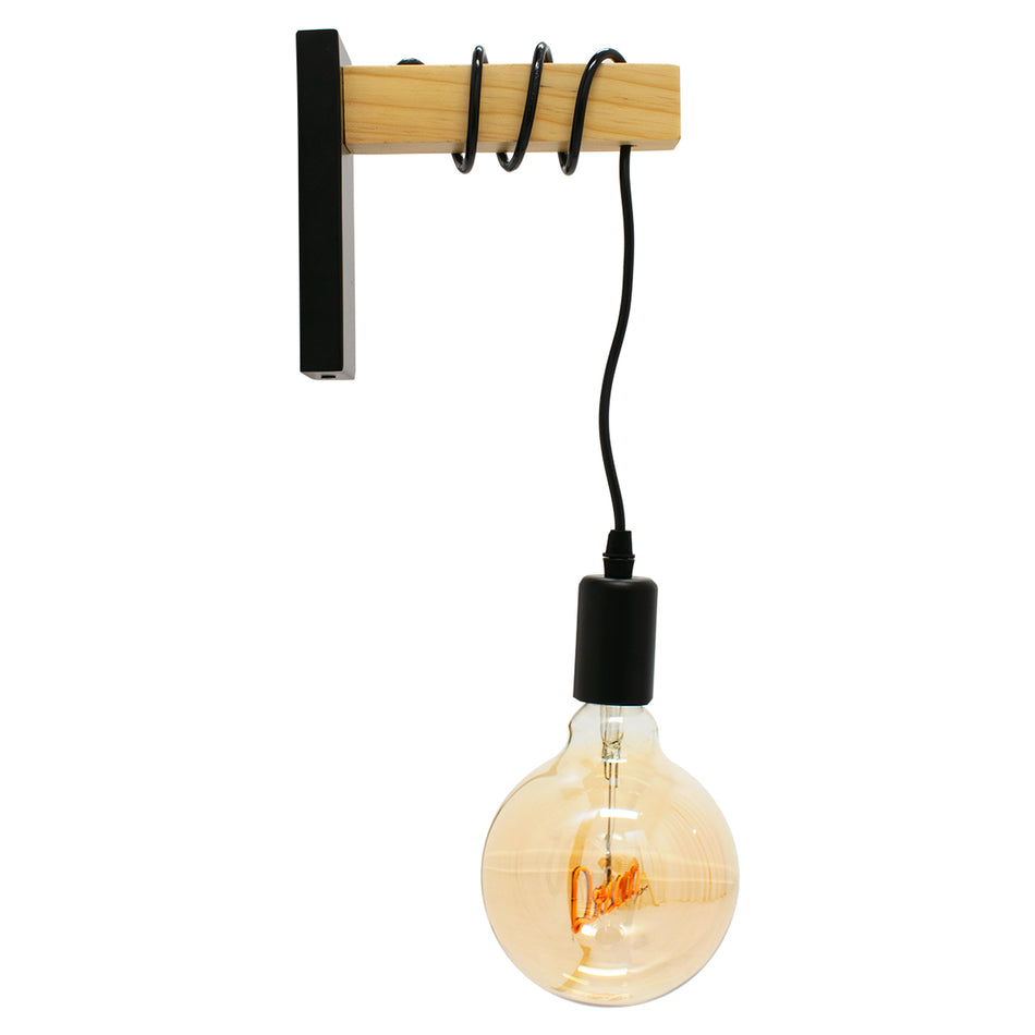 GLOBOSTAR® KELA 00880 Μοντέρνο Φωτιστικό Τοίχου - Απλίκα με Ντουί 1 x E27 AC 220-240V IP20 - Μαύρο & Μπεζ - Μ8 x Π15 x Υ30cm