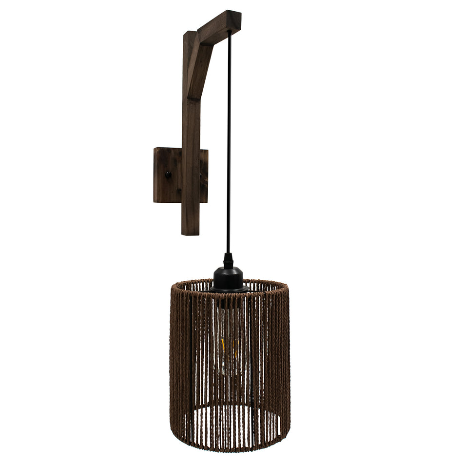 GLOBOSTAR® CASTI 00887 Boho Wandleuchte - Applique mit 1 x E27 Fassung AC 220-240V IP20 - Braun - L18 x B30 x H75cm