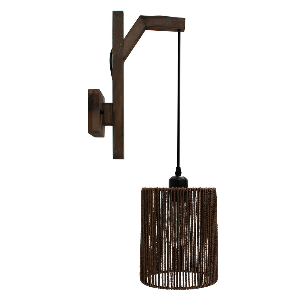 GLOBOSTAR® CASTI 00887 Boho Wandleuchte - Applique mit 1 x E27 Fassung AC 220-240V IP20 - Braun - L18 x B30 x H75cm