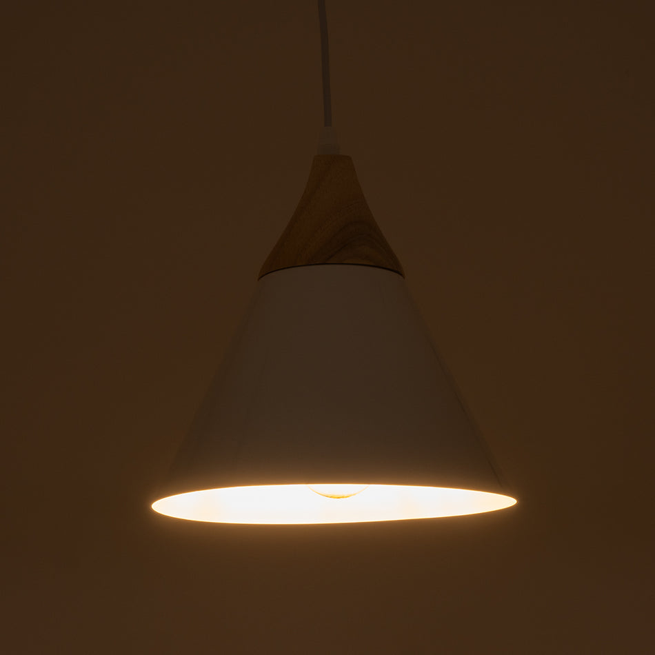 GLOBOSTAR® SHADE 00907 Μοντέρνο Κρεμαστό Φωτιστικό Οροφής με Ντουί 1 x E27 AC 220-240V IP20 - Λευκό & Μπεζ - Μ23 x Π23 x Υ22cm