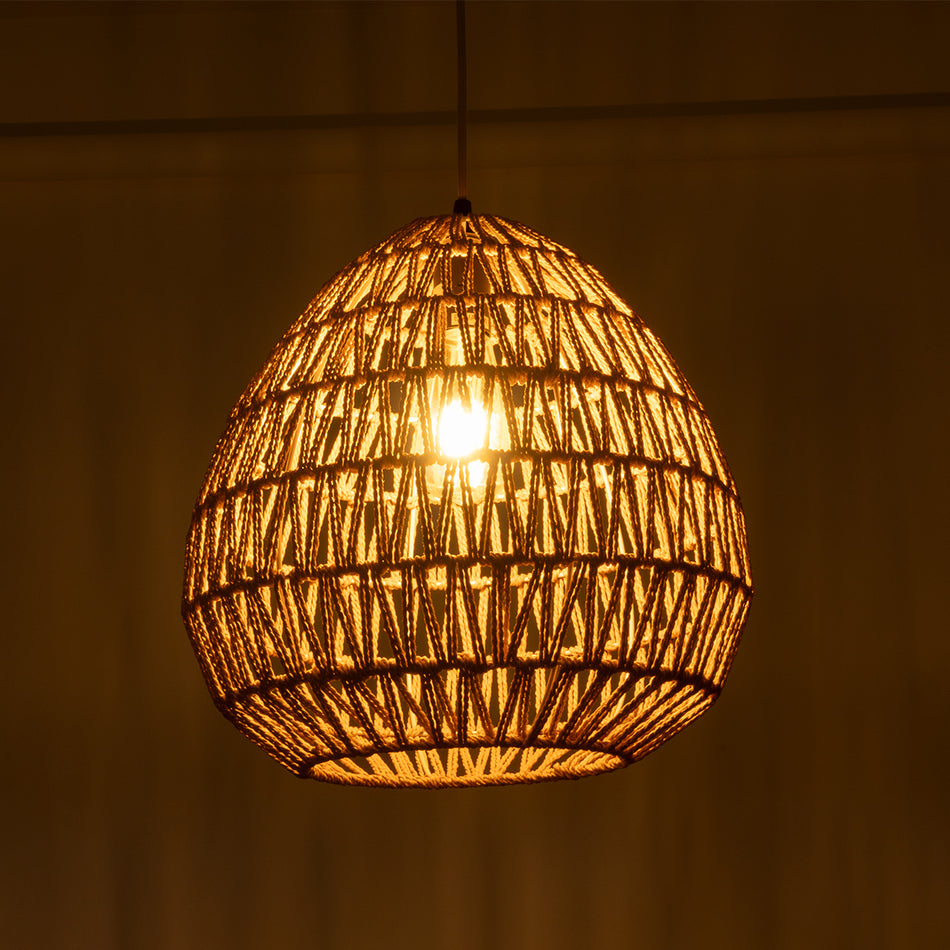 GLOBOSTAR® JJENSON 00911 Boho Κρεμαστό Φωτιστικό Οροφής με Ντουί 1 x E27 AC 220-240V IP20 - Μπεζ - Μ35 x Π35 x Υ35cm