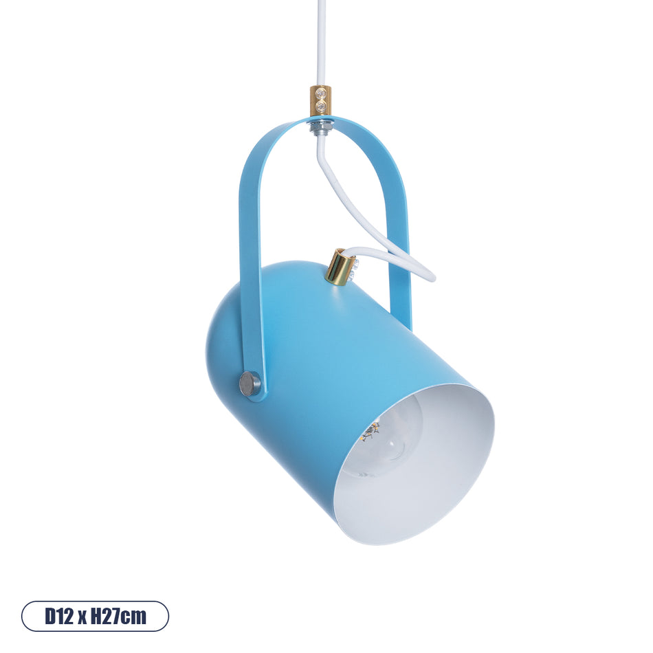 GLOBOSTAR® HAZEL 00927 Μοντέρνο Κρεμαστό Φωτιστικό Οροφής με Ντουί 1 x E27 AC 220-240V IP20 - Γαλάζιο & Χρυσό - Μ12 x Π12 x Υ27cm