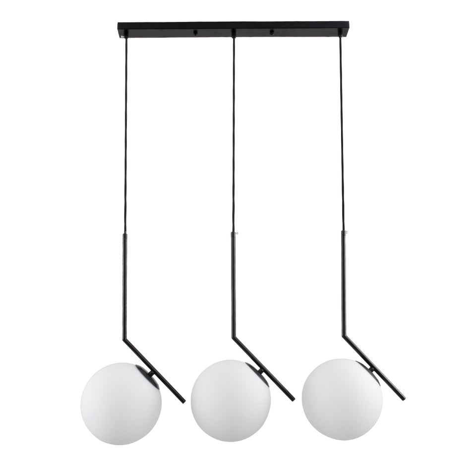 GLOBOSTAR® MONROE 00954 Μοντέρνο Κρεμαστό Φωτιστικό Οροφής με Ντουί 3 x E27 AC 220-240V IP20 - Μαύρο & Λευκό - Μ74 x Π25 x Υ50cm