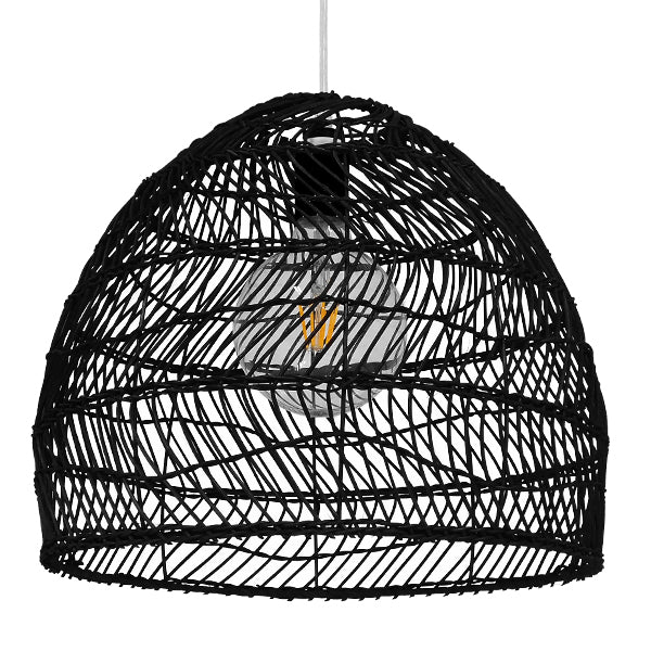 GLOBOSTAR® MALIBU 00969 Boho Κρεμαστό Φωτιστικό Οροφής με Ντουί 1 x E27 AC 220-240V IP20 - Μαύρο - Μ40 x Π40 x Υ35cm