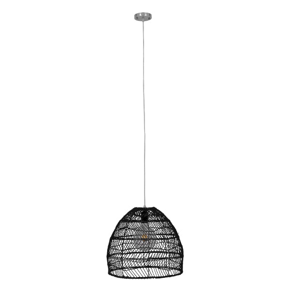GLOBOSTAR® MALIBU 00969 Boho Κρεμαστό Φωτιστικό Οροφής με Ντουί 1 x E27 AC 220-240V IP20 - Μαύρο - Μ40 x Π40 x Υ35cm