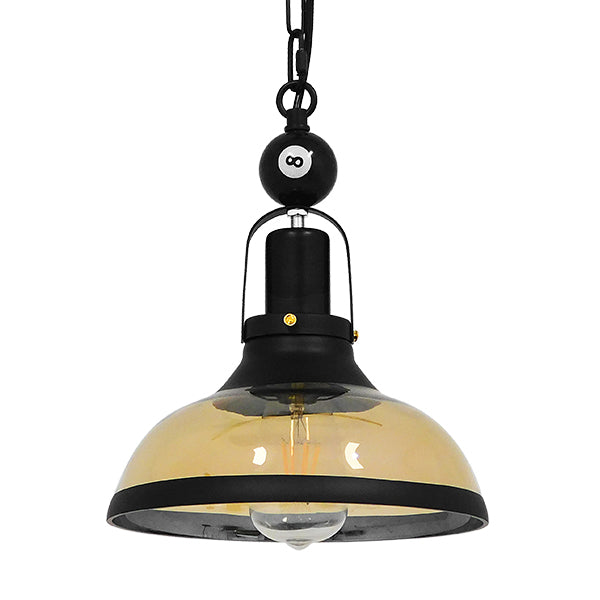 GLOBOSTAR® BILLIARD 00971 Vintage Κρεμαστό Φωτιστικό Οροφής με Ντουί 1 x E27 AC 220-240V IP20 - Mαύρο & Μελί - Μ25 x Π25 x Υ29cm
