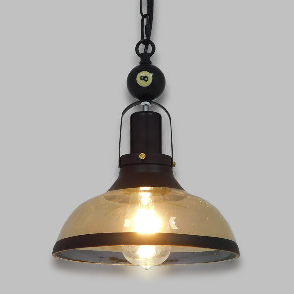 GLOBOSTAR® BILLIARD 00971 Vintage Κρεμαστό Φωτιστικό Οροφής με Ντουί 1 x E27 AC 220-240V IP20 - Mαύρο & Μελί - Μ25 x Π25 x Υ29cm