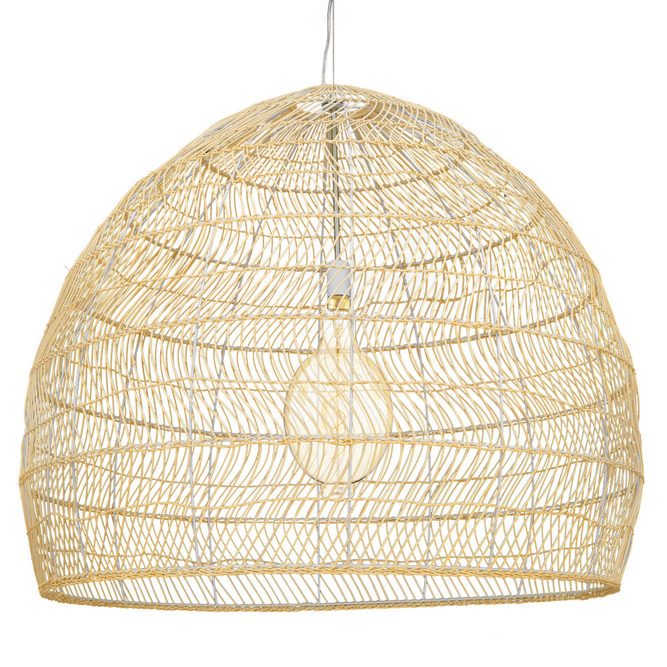 GLOBOSTAR® MALIBU 00974 Boho Κρεμαστό Φωτιστικό Οροφής με Ντουί 1 x E27 AC 220-240V IP20 - Μπεζ - Μ100 x Π100 x Y86cm