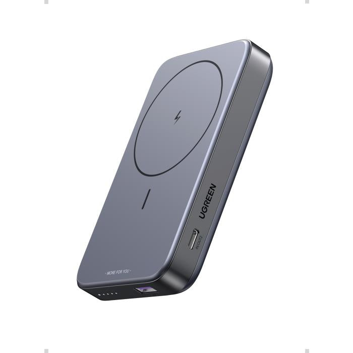 Power Bank 10000mAh PD 20W UGREEN PB206 15086, mit magnetischer kabelloser Ladefunktion, 2 Plätze Grau
