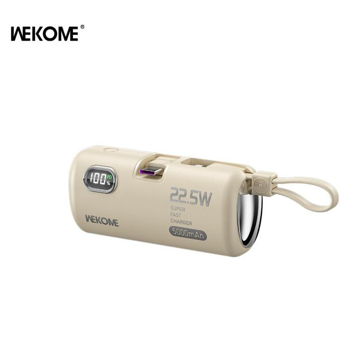 Power Bank 5000mAh PD 22,5W WK WP-19 2 Θέσεων, με καλώδιο Lightning Μπέζ