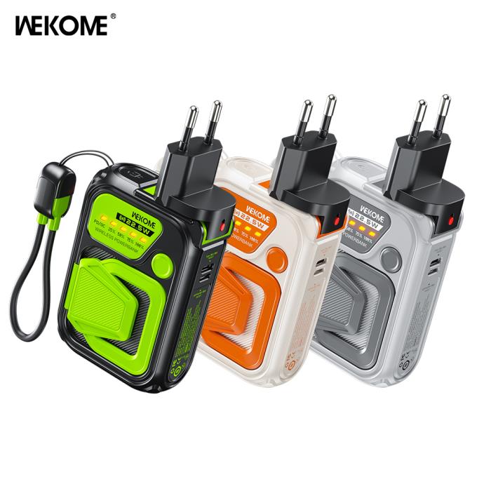 Power Bank 10000mAh PD 22,5W WK WP-89 3-fach, mit magnetischer kabelloser Ladefunktion Grau