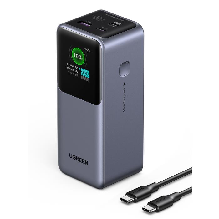 Power Bank 20000mAh PD 130W UGREEN PB721 35524B mit 3 Anschlüssen, mit 240W USB-C-Kabel