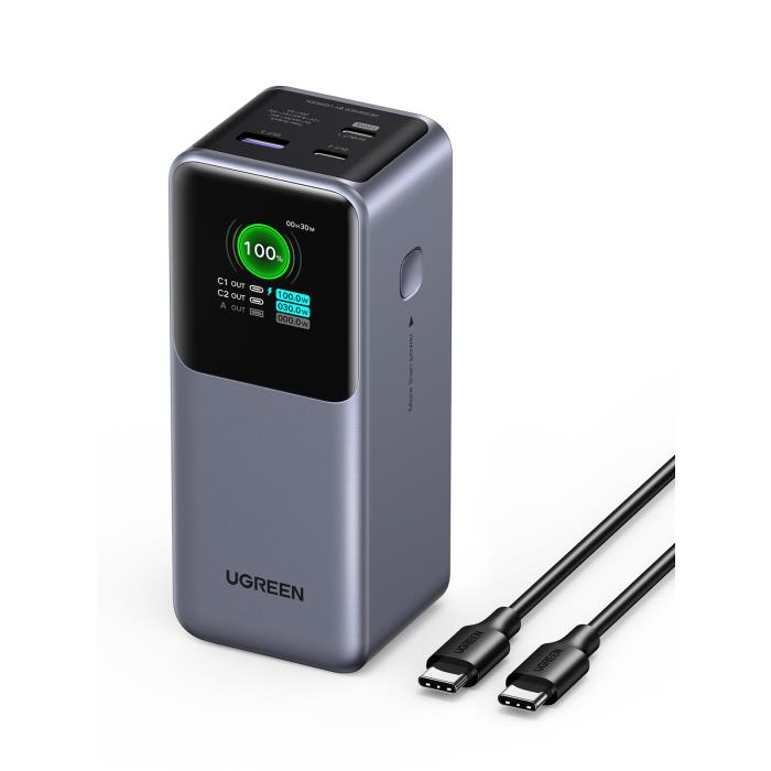 Power Bank 20000mAh PD 130W UGREEN PB721 35524B mit 3 Anschlüssen, mit 240W USB-C-Kabel