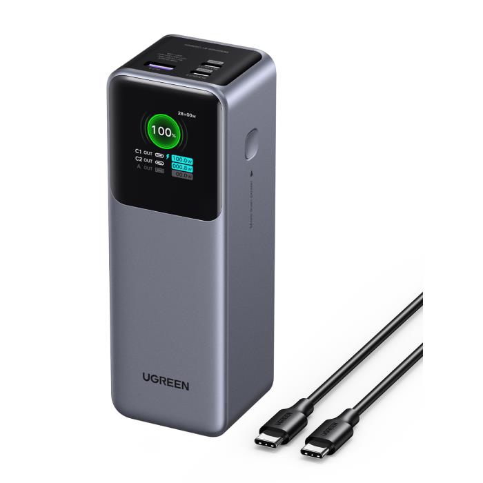 Powerbank 25000 mAh PD 200 W UGREEN PB722 3-Port, mit 240 W USB-C-Kabel