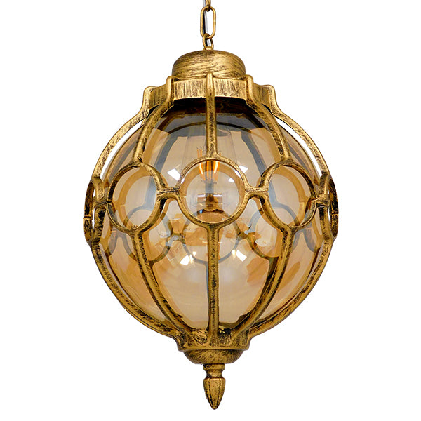 GLOBOSTAR® ETOILE 00987 Vintage Hängeleuchte mit 1 x E27 AC 220-240V IP20 Fassung - Bronze Rost Effekt & Honig - L28 x B28 x H38cm