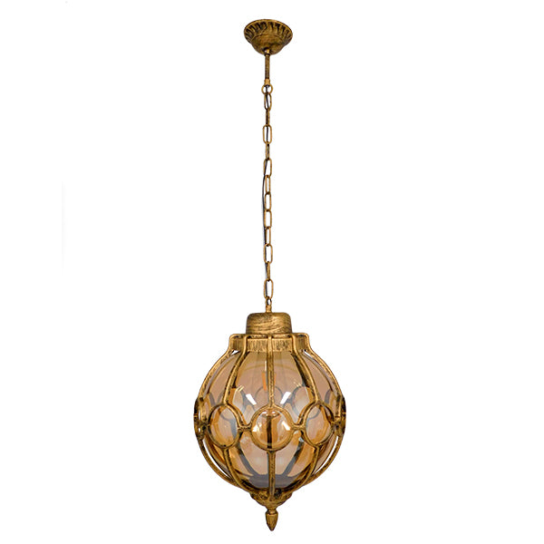 GLOBOSTAR® ETOILE 00987 Vintage Hängeleuchte mit 1 x E27 AC 220-240V IP20 Fassung - Bronze Rost Effekt & Honig - L28 x B28 x H38cm