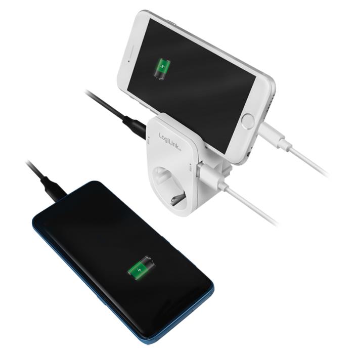 LogiLink PA0247 Sicherheitssteckdose mit 2 USB-Anschlüssen