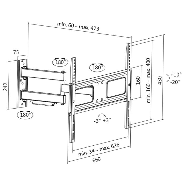 Βάση Τηλεόρασης Επιτοίχια LogiLink BP0019 37"-70" έως 50kg