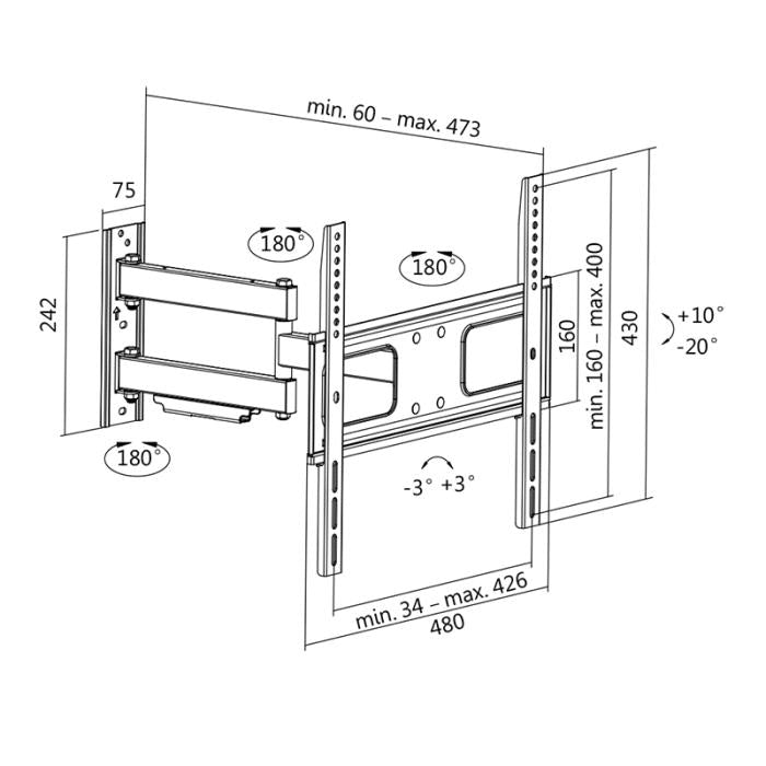 Support TV mural LogiLink BP0014 32"-55" jusqu'à 50kg