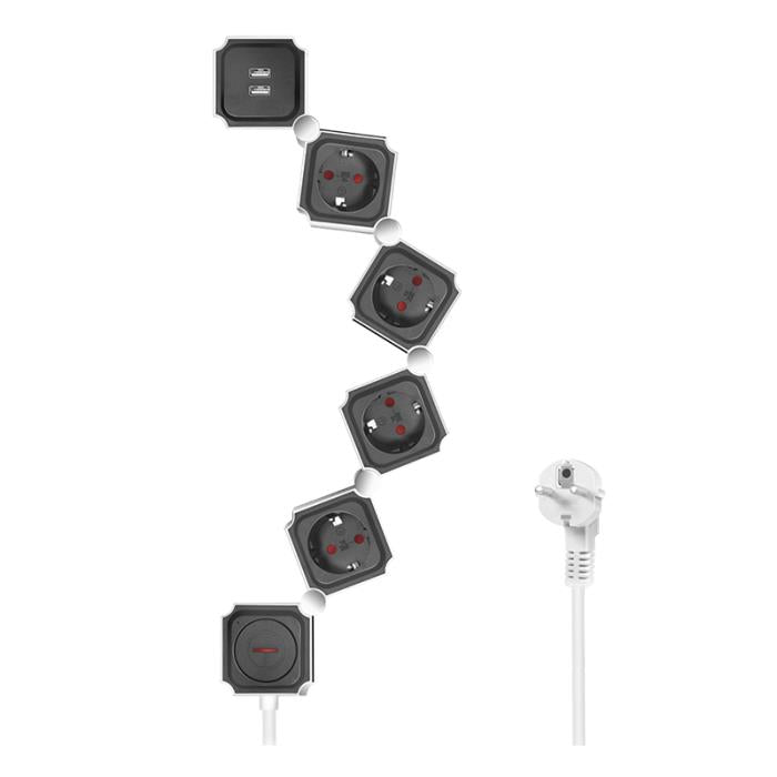 Multiprise 4 prises LogiLink LPS276U, avec 2 ports USB 1.5m Blanc