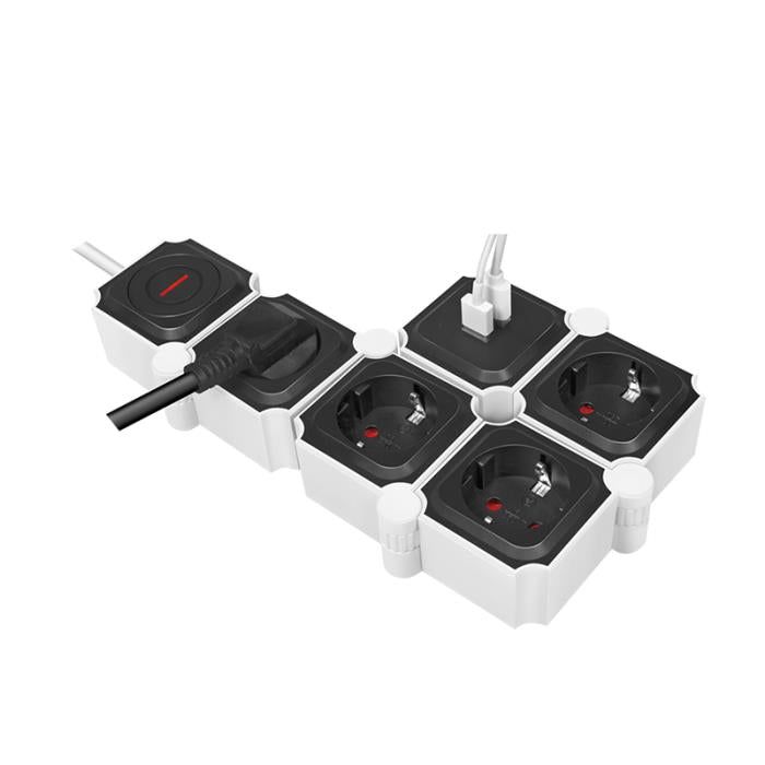 Multiprise 4 prises LogiLink LPS276U, avec 2 ports USB 1.5m Blanc