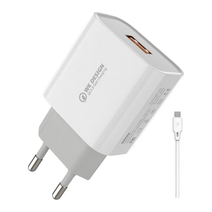 Heimladegerät 18W WK WP-U57, mit Micro USB Kabel Weiß