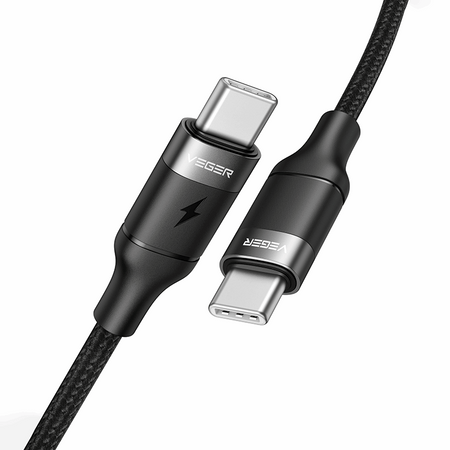 Veger CC02 - Braided USB 2.0 100W Cable USB-C male - USB-C male Μαύρο 1.5m