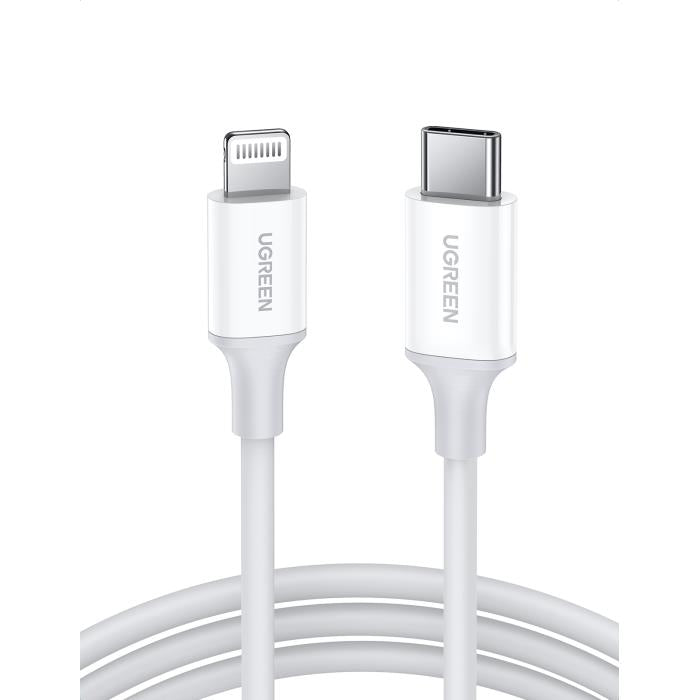 Câble de Charge UGREEN US171 10493 USB-C vers Lightning PD 18W 1m Blanc