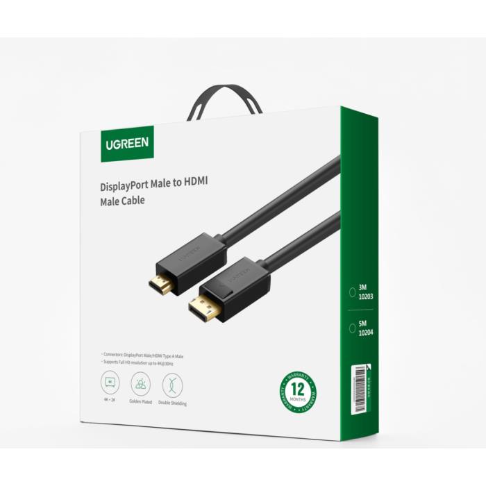 Καλώδιο DP σε HDMI M/M 4K/30Hz UGREEN DP101 10238 1m Μαύρο