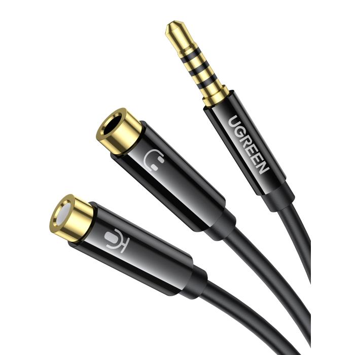 Καλώδιο Ήχου 3.5mm σε 2x3.5mm M/F UGREEN AV141 30620  0.2m Μαύρο