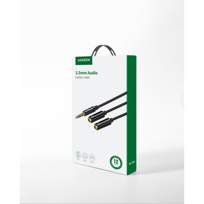 Καλώδιο Ήχου 3.5mm σε 2x3.5mm M/F UGREEN AV141 30620  0.2m Μαύρο