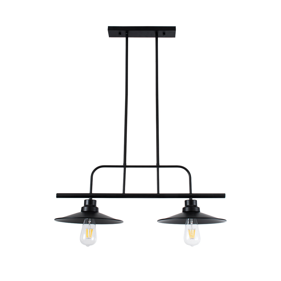 GLOBOSTAR® REGAL 01007 Vintage Φωτιστικό Οροφής με Ντουί 2 x E27 AC 220-240V IP20 - Μαύρο - Μ67 x Π26 x Υ85cm