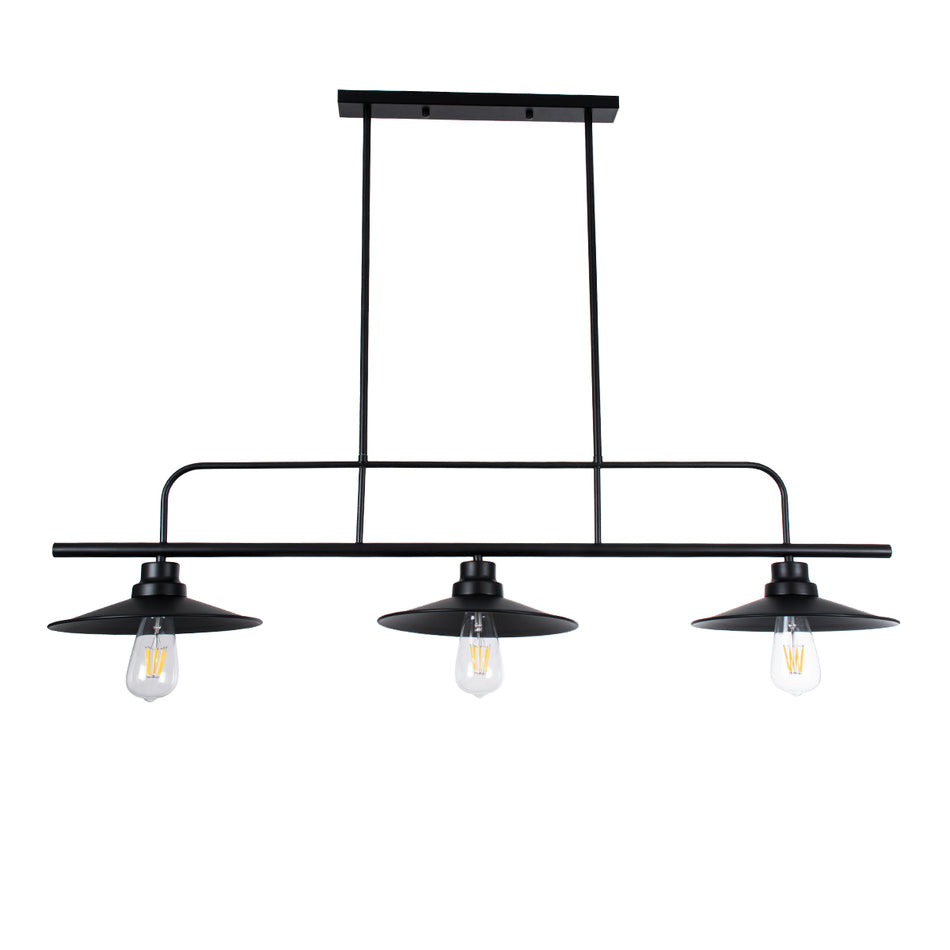 GLOBOSTAR® REGAL 01009 Vintage Φωτιστικό Οροφής με Ντουί 3 x E27 AC 220-240V IP20 - Μαύρο - Μ110 x Π26 x Υ75cm