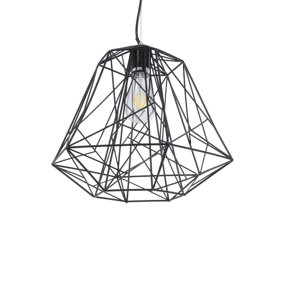 GLOBOSTAR® GRID 01022 Vintage Κρεμαστό Φωτιστικό Οροφής με Ντουί 1 x E27 AC 220-240V IP20 - Μαύρο - Μ40 x Π40 x Υ33cm