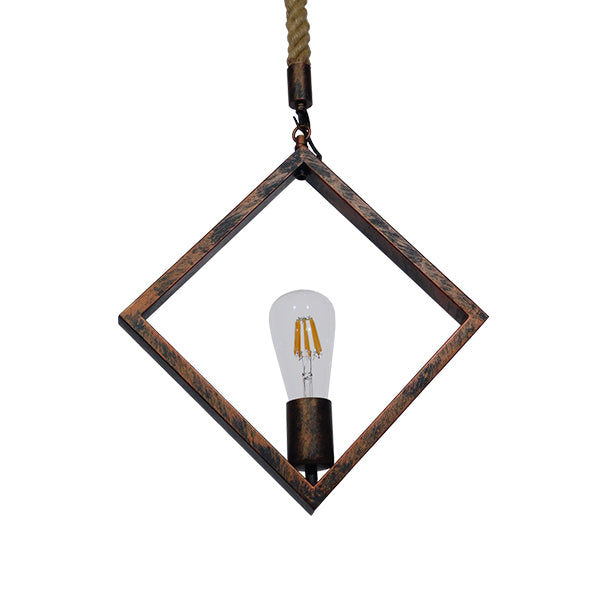 GLOBOSTAR® ALCO 01023 Vintage Κρεμαστό Φωτιστικό Οροφής με Ντουί 1 x E27 AC 220-240V IP20 - Χάλκινο & Μπεζ - Μ35 x Π3 x Υ35cm