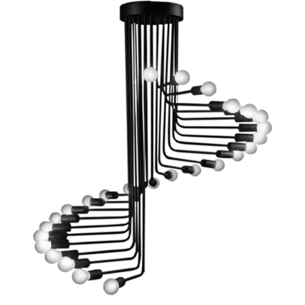 GLOBOSTAR® STAIRS 01024 Μοντέρνο Φωτιστικό Οροφής με Ντουί 26 x E27 AC 220-240V IP20 - Μαύρο - Μ80 x Π80 x Υ95cm