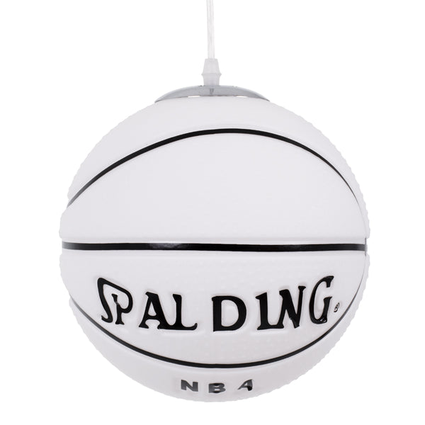 SPALDING NBA 01031 Μοντέρνο Κρεμαστό Παιδικό Φωτιστικό Οροφής Μονόφωτο 1 x E27 Λευκό Μαύρο Γυάλινο Φ25 x Υ25cm