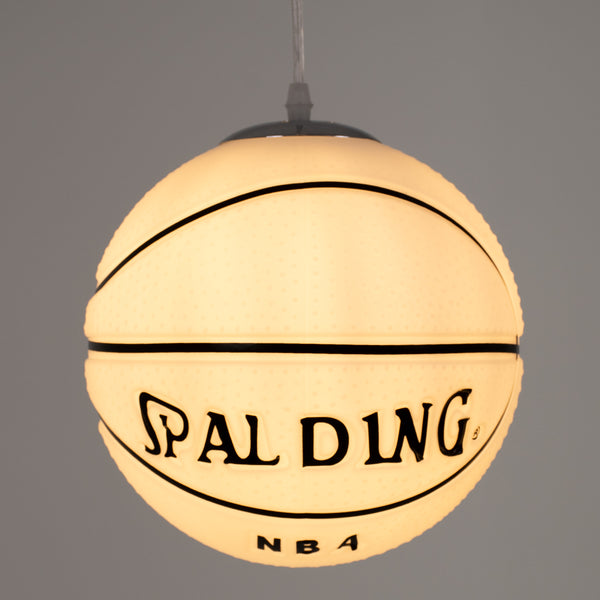 SPALDING NBA 01031 Μοντέρνο Κρεμαστό Παιδικό Φωτιστικό Οροφής Μονόφωτο 1 x E27 Λευκό Μαύρο Γυάλινο Φ25 x Υ25cm