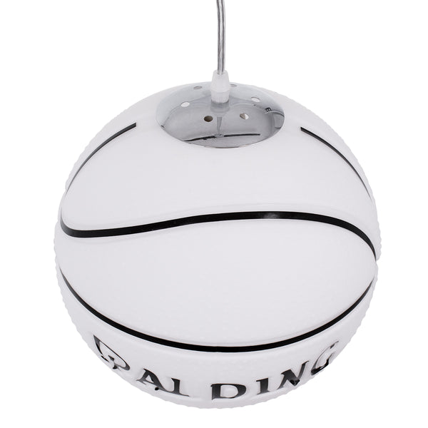 SPALDING NBA 01031 Μοντέρνο Κρεμαστό Παιδικό Φωτιστικό Οροφής Μονόφωτο 1 x E27 Λευκό Μαύρο Γυάλινο Φ25 x Υ25cm